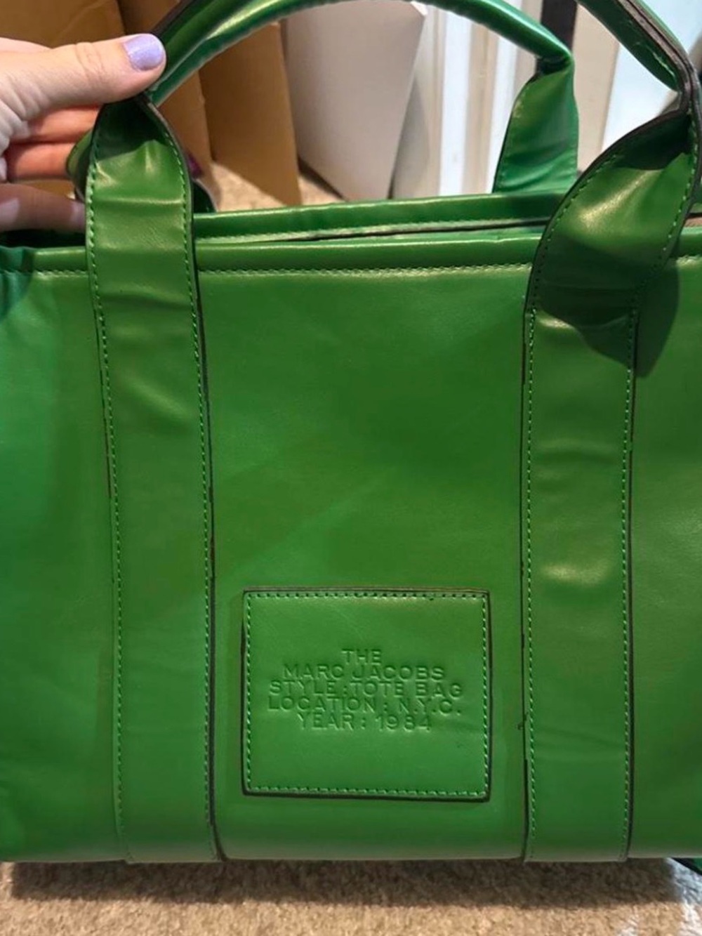 Marc Jacobs inspired Green Leather Embossed 'The Tote Bag' - Picture 2 of 4